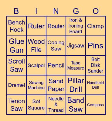 Tools Bingo Card