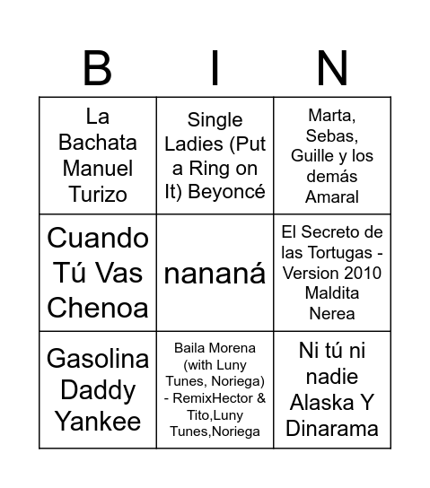 BINGO POP Bingo Card