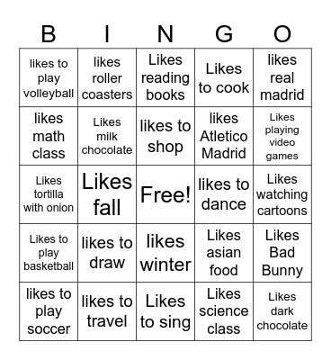 Find someone who likes Bingo Card