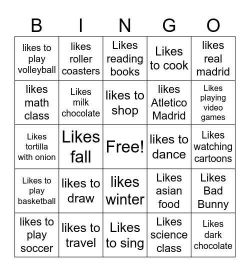 Find someone who likes Bingo Card