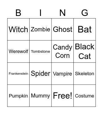 Halloween Bingo Card