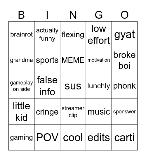 Untitled Bingo Card