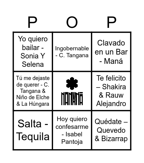 BINGO POP NANANÁ Bingo Card