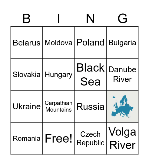 Eastern Europe Contries Bingo Card