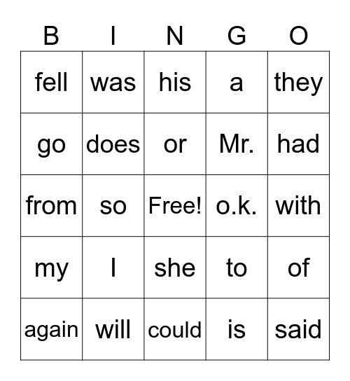 22 Bingo Card