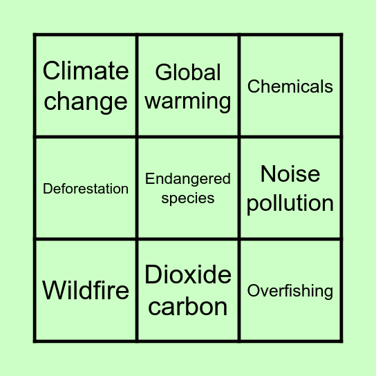 Environment Bingo Card