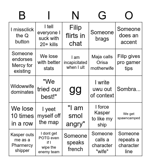 Overwatch Bingo Card