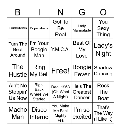 DISCO Bingo Card