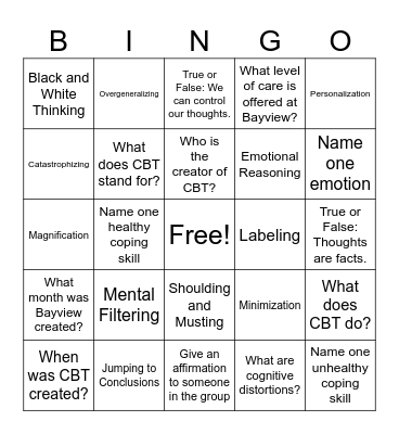 Bayview CBT Bingo Card