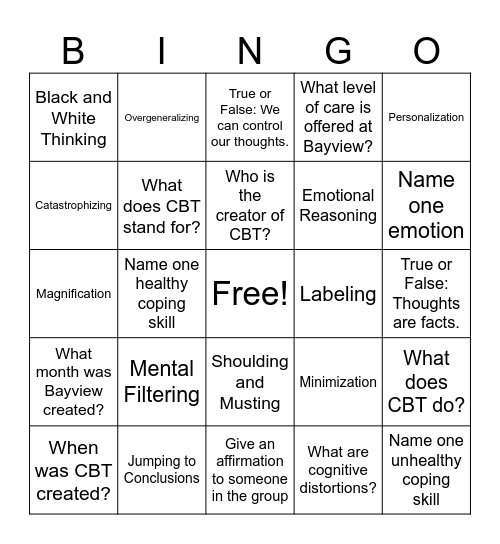 Bayview CBT Bingo Card