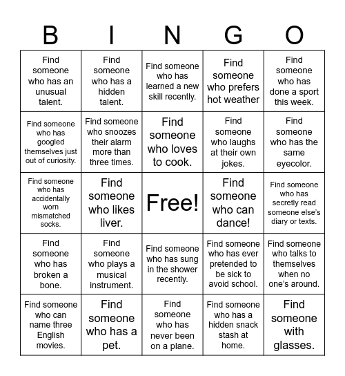 Warmer before revison Bingo Card