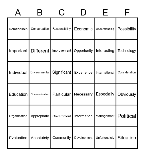 Multi-Syllabic Roll and Read Bingo Card