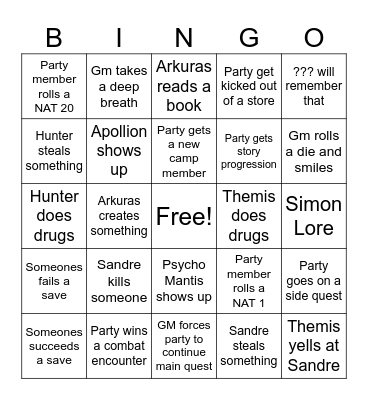 Untitled Bingo Card