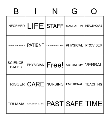 TRUAMA INFORMED BINGO Card