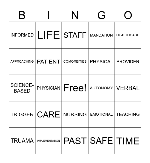 TRUAMA INFORMED BINGO Card