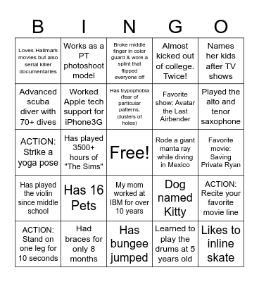 Team Facts BINGO Card