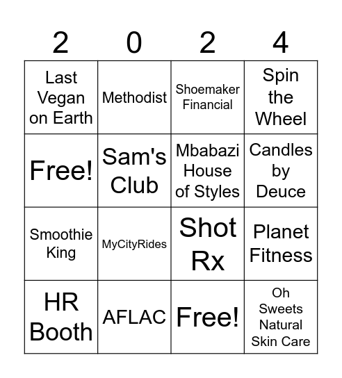 LOC Health & Wellness Fair Vendor Passport Bingo Card