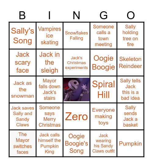 The Nightmare Before Christmas Bingo Card