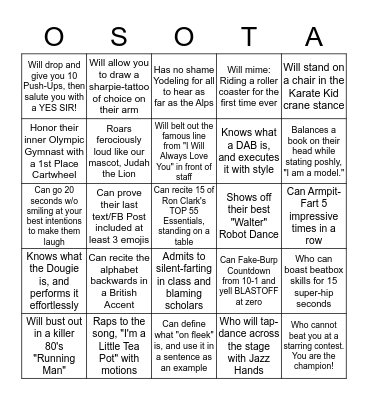 "Getting to Know ALL About You" | Staff BINGO Card