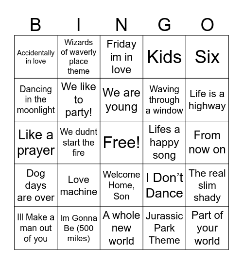 Foodbank Bingo Card