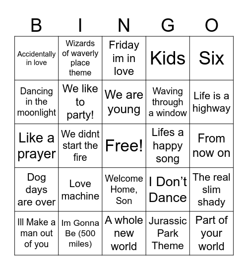 Foodbank Bingo Card