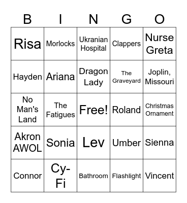Unwind Chp 19-25 Bingo Card
