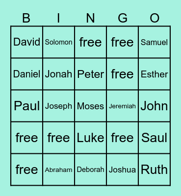 Bible characters Bingo Card