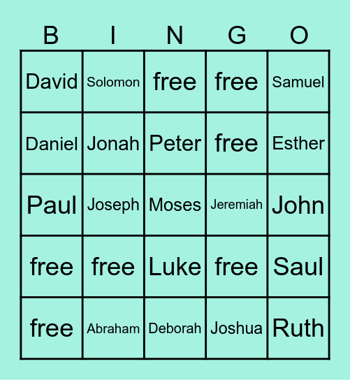 Bible characters Bingo Card