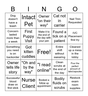 Vet Tech Week Bingo! Bingo Card