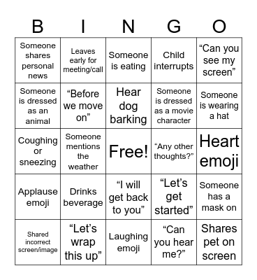 All Staff Bingo Card