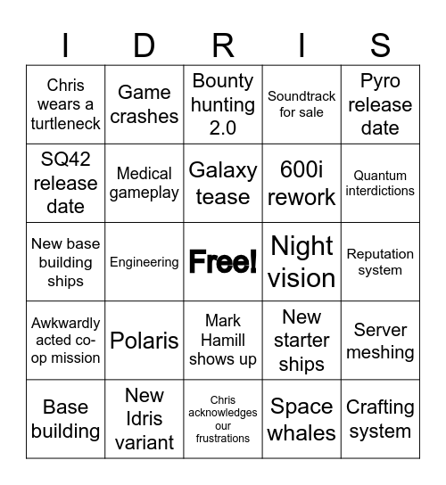 Shieldwall CitCon Bingo Card