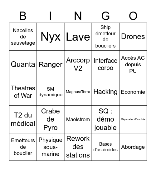 CitizenCon Bingo Card