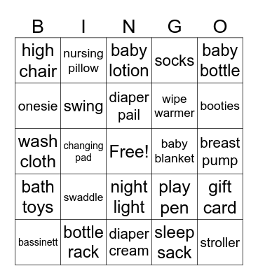 B Bingo Card