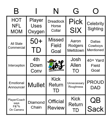 Tio's MNF Football Bingo Card