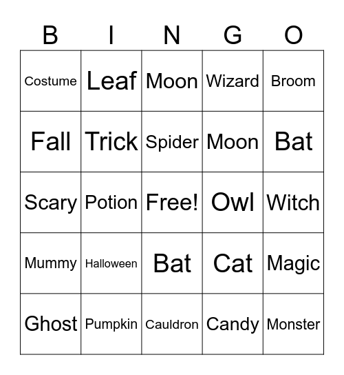 Halloween Bingo Card