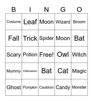 Halloween Bingo Card