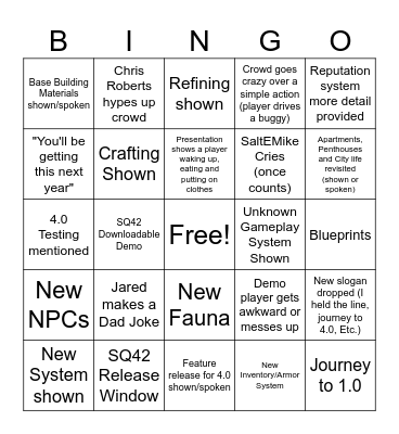 CitizenCon 2954 Bingo Card