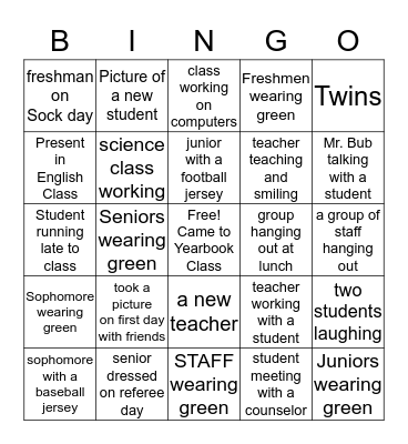 Back to School Bingo Card