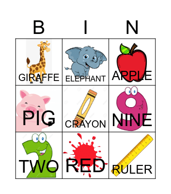 KIDS :) Bingo Card