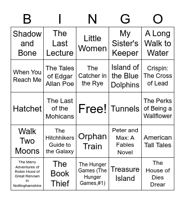 Book Title Bingo Card