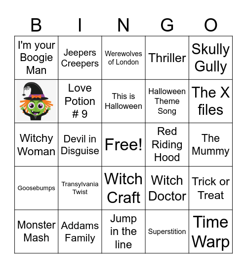 Halloween Music Bingo Card