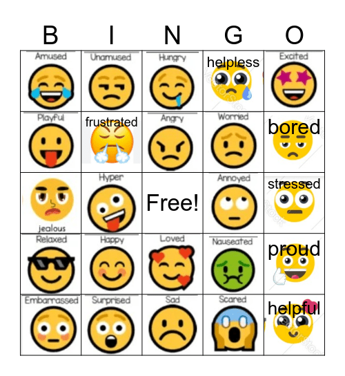 Emotions + Vocational Bingo Card