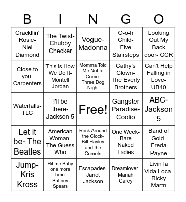 Decades 1 Bingo Card