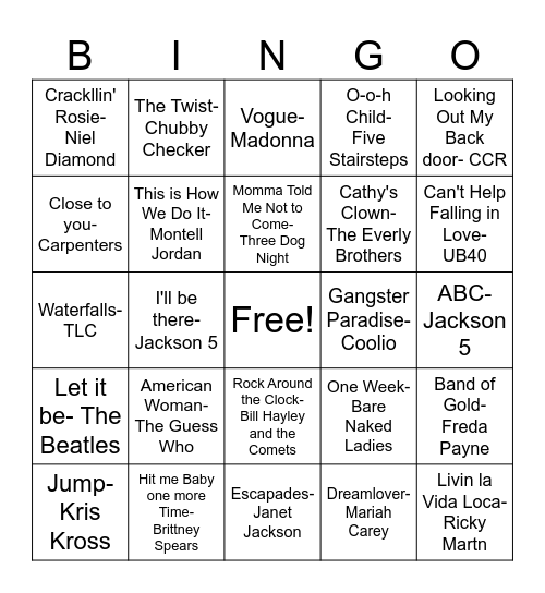 Decades 1 Bingo Card