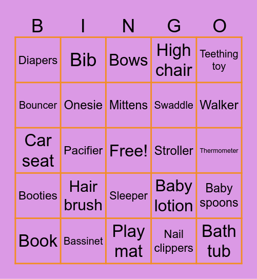 Baby Bingo Card