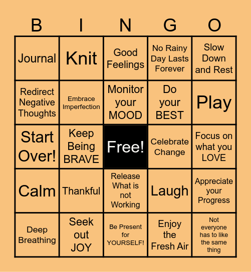 Autumn Wellness Bingo Card