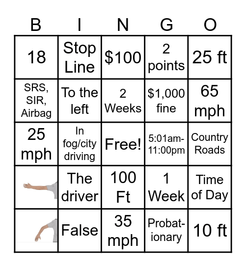 Drivers Ed BINGO! Bingo Card