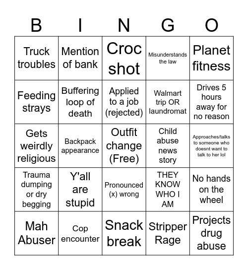 Brooke Bingo Card