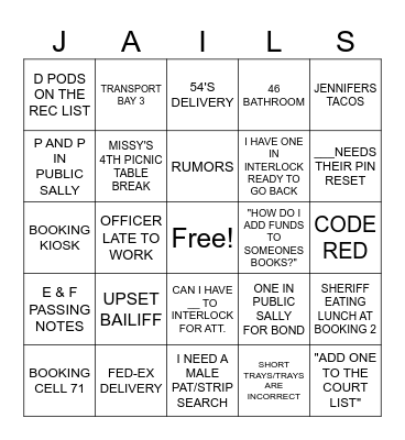 DAY SHIFT BINGO Card