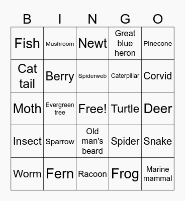 Wildlife Refuge Bingo! Bingo Card